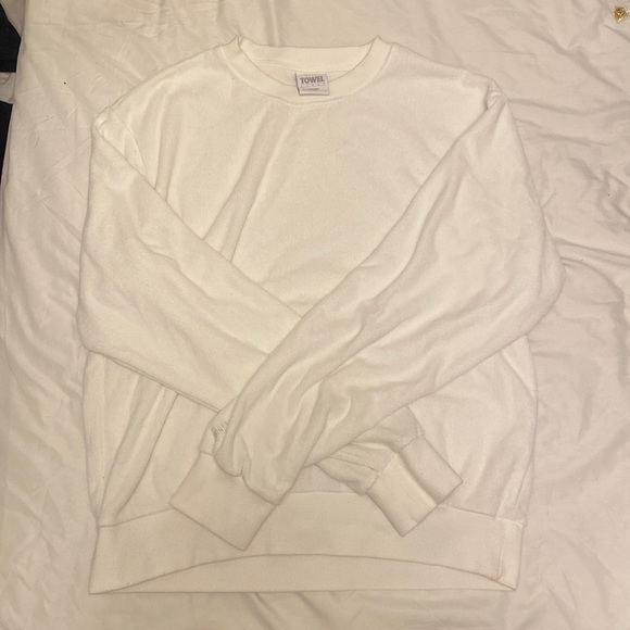 TNA white towel terry perfect crew neck sweater - Picture 1 of 3